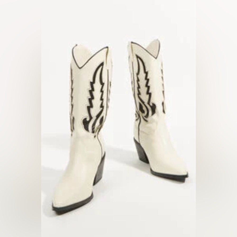 Altar'd State White and Black Heeled Boots- NEVER WORN